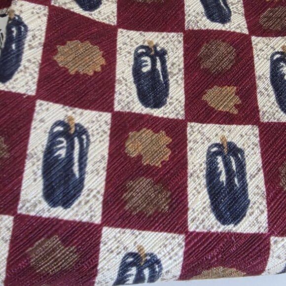 Moores Silk  Tie Gold Leaves Blue Feathers Print USA Made VTG W 4 in L 56 in - Picture 7 of 15